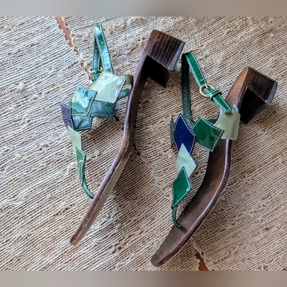 Miu Miu Patchwork Patent Leather Sandal - Picture 2 of 5